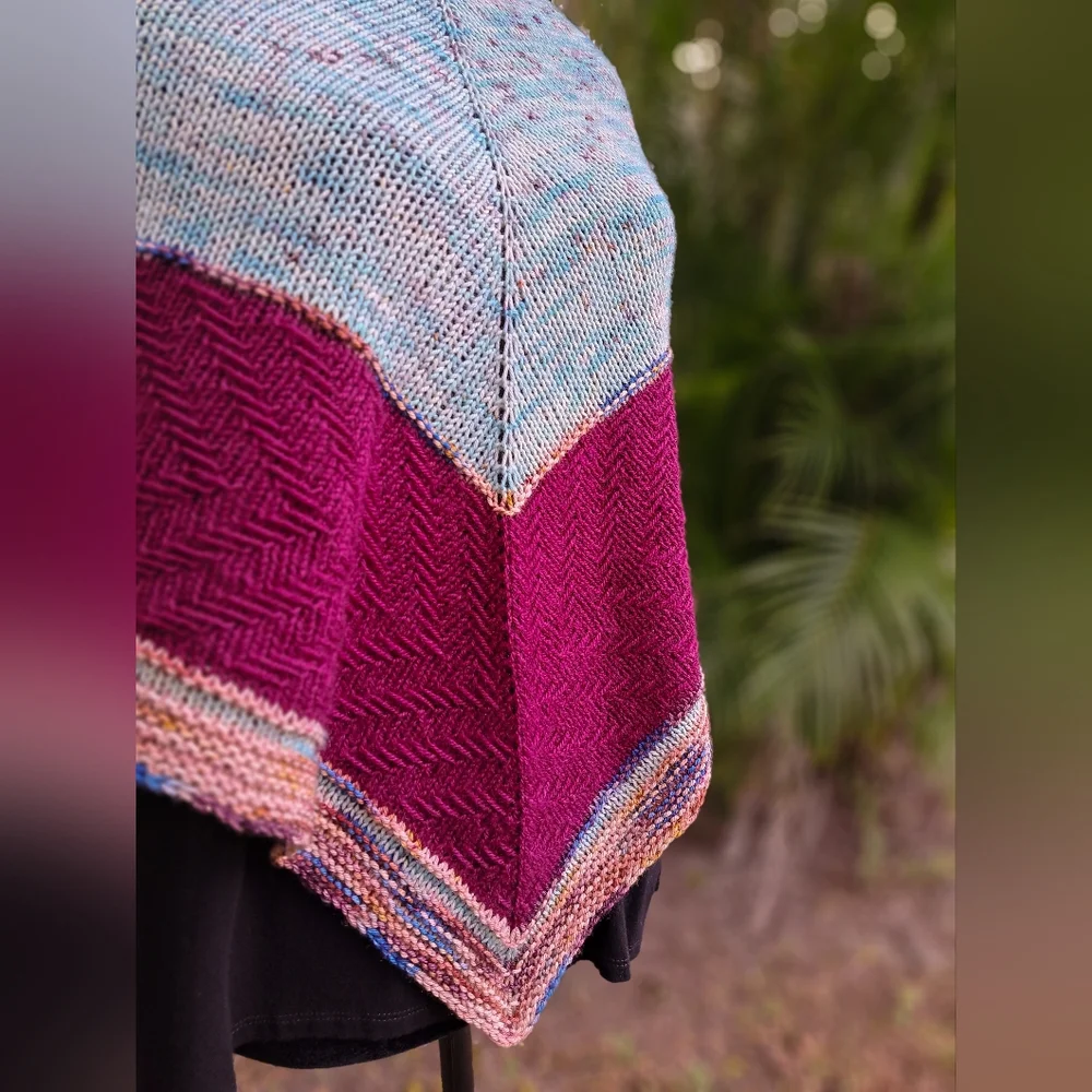 Hand Crafted OOAK Contemporary Elegant Striped Merino Wool Blue Purpl Knit Scarf - Picture 15 of 16